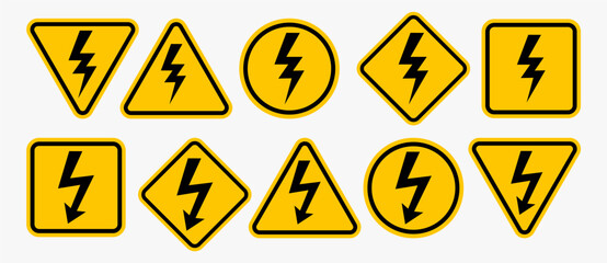 Signage collection of High voltage electricity danger warning.
