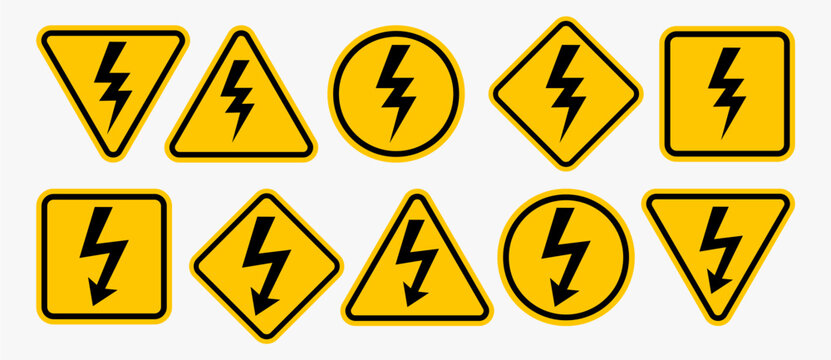 Signage collection of High voltage electricity danger warning.