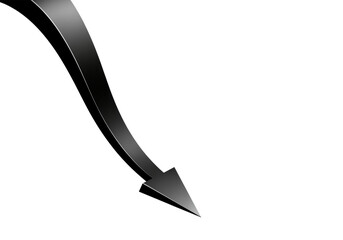 A black arrow pointing downwards on a transparent background, isolated on transparent background