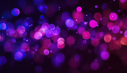 Abstract glowing bokeh lights in purple and blue hues
