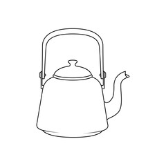 Elegant line drawing of a classic teapot with handle and spout. Perfect for tea shop branding, kitchen decor, or minimalist illustration projects.