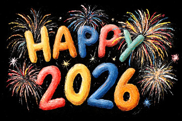 happy new year 2026 with fire works