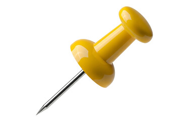 Yellow thumbtack isolated on transparent background