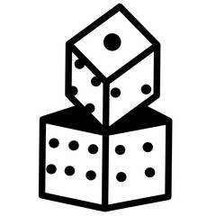 Stacked Dice Black and White Illustration for Games and Gambling