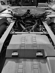 Rome, Italy - May 5, 2025, tractor unit of an articulated lorry, also known as TIR Transports Internationaux Routiers, parked along an avenue.