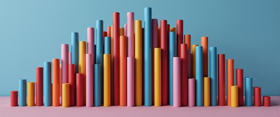 Vibrant bars in playful arrangement resembling a data graph