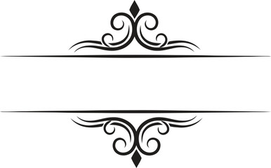 Elegant black flourish design with a decorative horizontal line frame