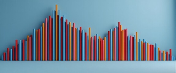Vibrant bars in playful arrangement resembling a data graph