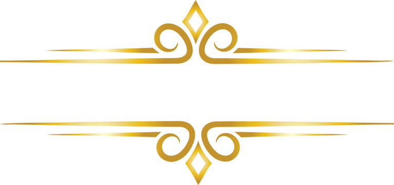Elegant golden decorative frame design with symmetrical swirls and diamond shapes