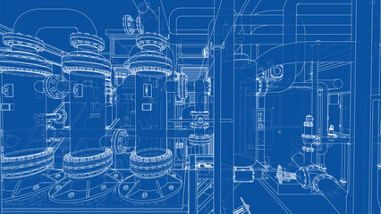Industrial Blueprint Design. Vector