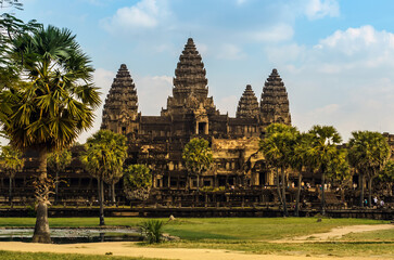 Angkor Wat temple in Cambodia. Ancient Khmer architecture.
