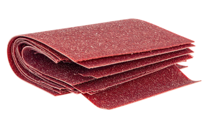 Red sandpaper roll with transparent background