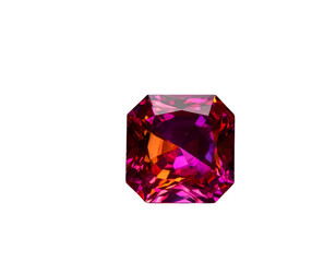 Fancy Vivid Orangey Pink Cushion Cut Diamond, Close-Up, Transparent Background