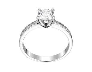 White Gold Diamond Wedding Band, Front View, Fine Bridal Jewelry, Transparent Background