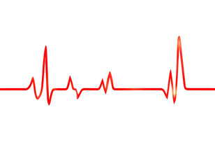 Red Heartbeat Line with EKG Waveform, Isolated on Transparent Background