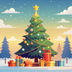 Fototapeta premium Christmas Tree with Gifts