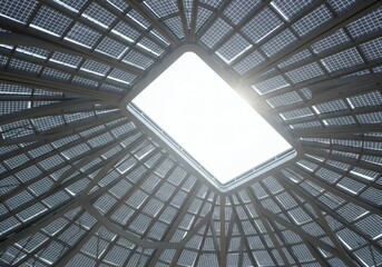 Obraz premium Modern futuristic dome ceiling with integrated solar panels and bright skylight