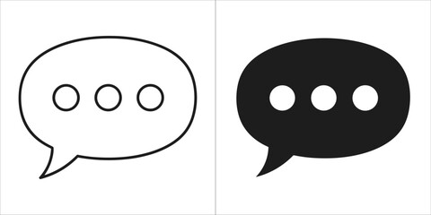 Two speech bubble icons with three dots, one outlined and one solid black