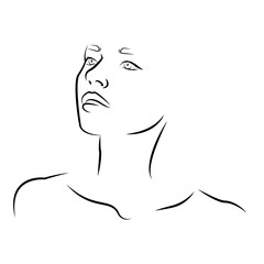 Linear silhouette of a woman looking to the side