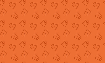 Spooky and fun Halloween seamless pattern featuring cute little ghosts on an orange background
