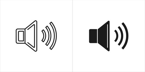 Two speaker icons, one outline and one filled