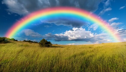Obraz premium Peaceful Rainbow Over A Summer Sky