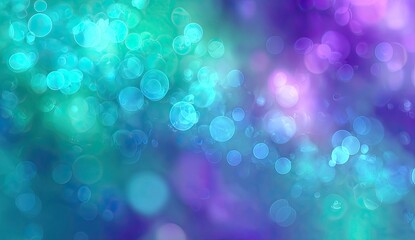 Luminous abstract background with teal and purple bokeh effects