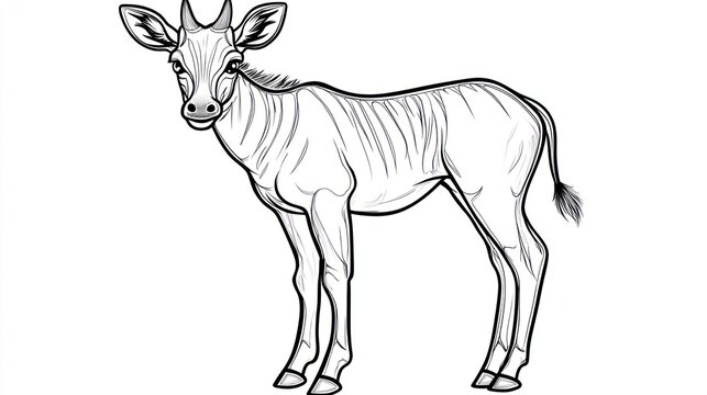 Monotypic antelope profile, wildlife line art - Powered by Adobe