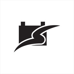 Battery power logo. Minimalist battery icon with a lightning bolt shape, symbolizing power, energy, fast charging, and electricity. Perfect for technology, charging station, or energy brand logo.