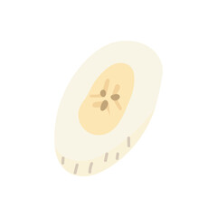 Banana slice illustration. Simple banana slice vector, great for food, smoothie, snack, and healthy-eating designs.