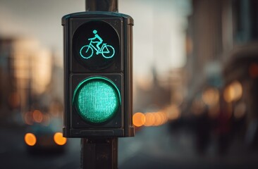 Green light for cyclists at a city intersection