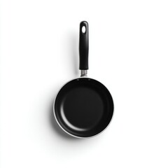 Black Nonstick Frying Pan with Handle Isolated on White Background for Cooking and Kitchen Use
