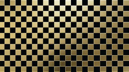 Abstract gold and black checkerboard pattern with metallic texture, perfect for backgrounds, design, or digital art use.