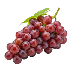 Fresh Bunch of Red Grapes Isolated on White or Transparent Background