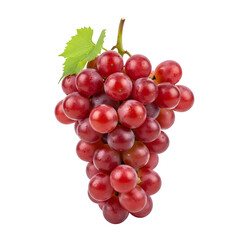 Fresh Bunch of Red Grapes Isolated on White or Transparent Background