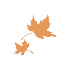 Autumn falling leave vector illustration. Orange leaves falling, symbol of autumn and natural change.