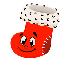 Christmas vector sock drawn in doodle style.