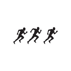 Trio runner, motion and fitnes silhouette. Three running silhouettes showing forward motion. perfect for fitness, race, sport, and training.