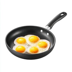 Freshly Cracked Eggs Sizzling in a Non-Stick Frying Pan on a Light Background for Cooking and Breakfast Concepts
