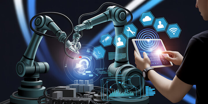 Digital business communication and global internet technology development concept