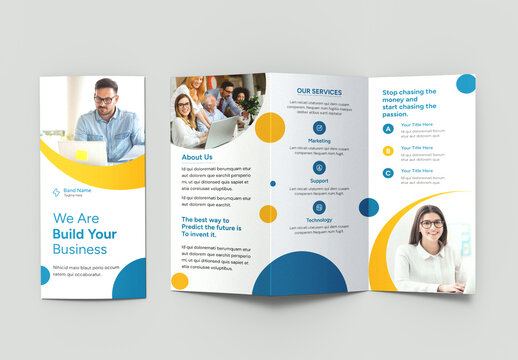 Modern Business Marketing & Services Trifold Brochure Template with Abstract Shapes