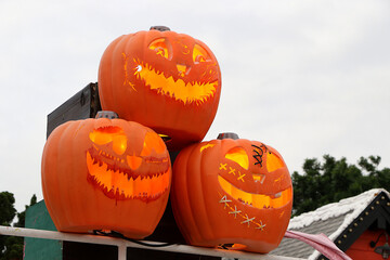 Models of pumpkin decorate during the celebration of Halloween festival.