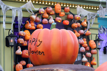 Models of pumpkin decorate during the celebration of Halloween festival.