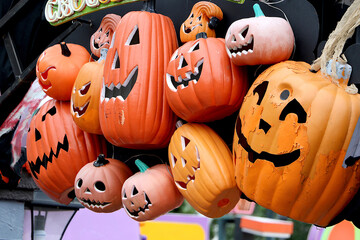 Models of pumpkin decorate during the celebration of Halloween festival.