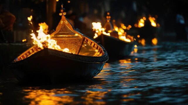 People gathered around a fireboat, a vehicle designed to extinguish fires on water