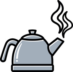 Steaming Kettle Illustration for Hot Beverages and Kitchen Concepts.