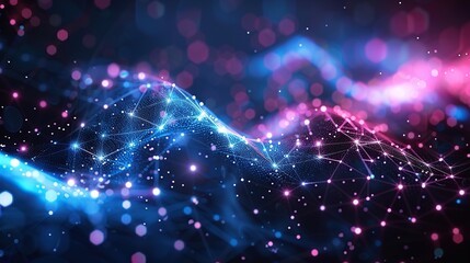 Futuristic Abstract Background Showing Digital Internet Connections and Flowing Data Streams