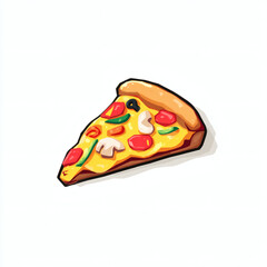 Pizza Slice in Realistic Watercolor Style
