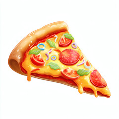 Pizza Slice in Realistic Watercolor Style