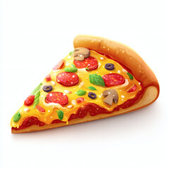 Pizza Slice in Realistic Watercolor Style